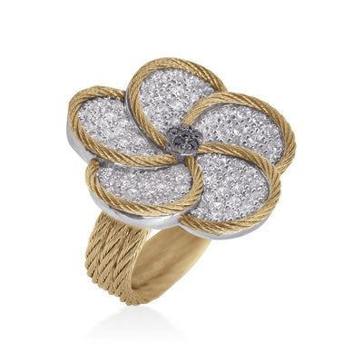 ALOR 18K/Stainless Steel Two-tone Diamond Ring  02-52-FW01-11