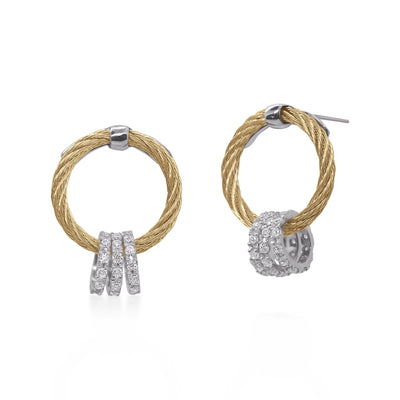 ALOR 18K/Stainless Steel Two-tone Diamond Earring  03-37-5335-11