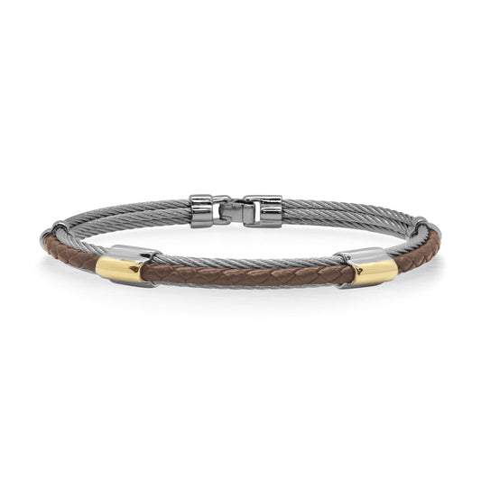 ALOR Men's Leather Dual Station Bracelet