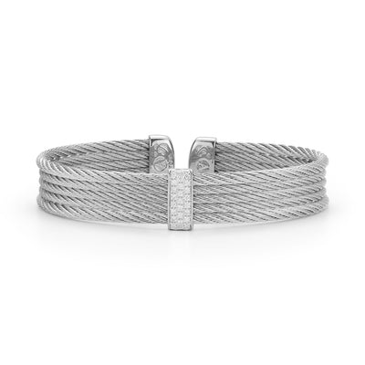 ALOR 18K/Stainless Steel White Diamond Bracelet  04-32-S651-11