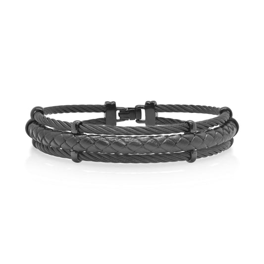 ALOR Men's Cable & Leather Bracelet