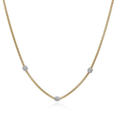 ALOR Stainless Steel Yellow Diamond Necklace  08-37-1038-11