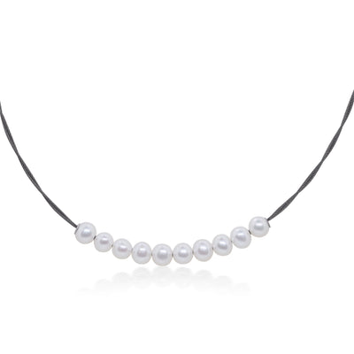 ALOR Stainless Steel Blue Pearl Necklace  08-52-P901-01