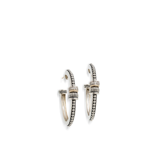 Apollo Oval Hoop Earrings with Pave Diamonds