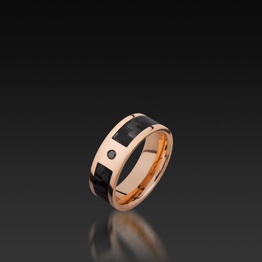 Rose Gold Flat Black Diamond Band with Carbon Fiber