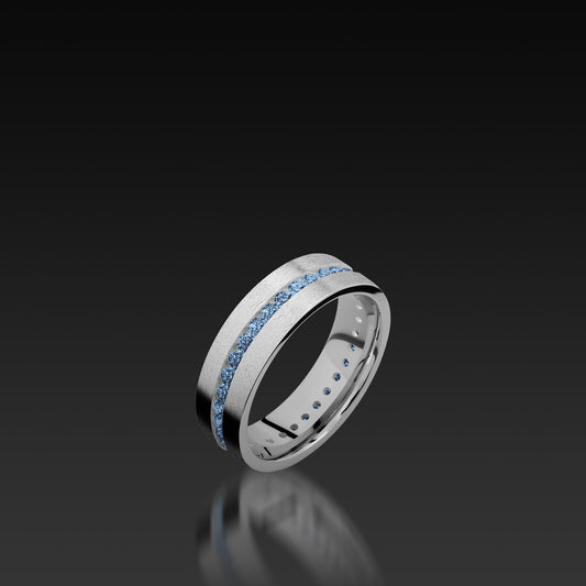 White Gold Flat Eternity Band with Sapphires