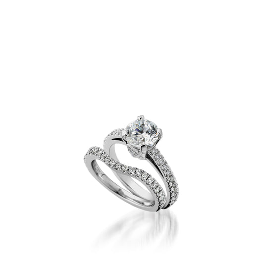 Starburst Round White Gold Engagement Ring