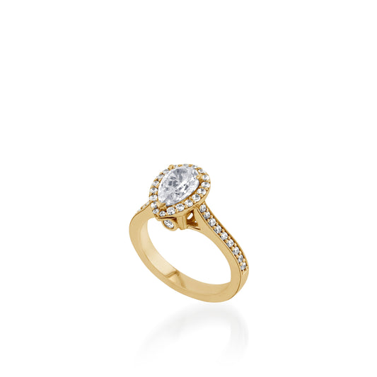Satin Pear White Gold Engagement Ring
