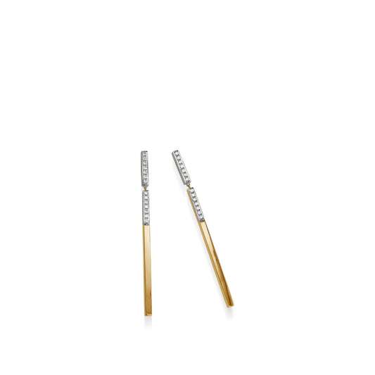 Duplex Gold Pave Diamond Dangle Earrings