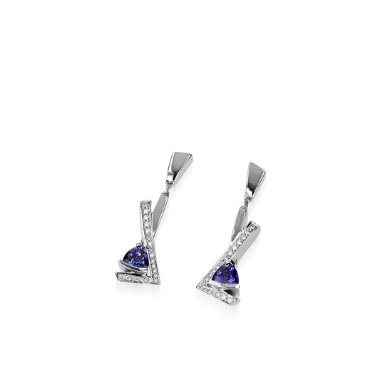 Pinnacle  Petite Gemstone Dangle Earrings with Pave Diamonds