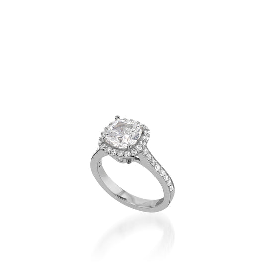 Satin Cushion Yellow Gold  Engagement Ring