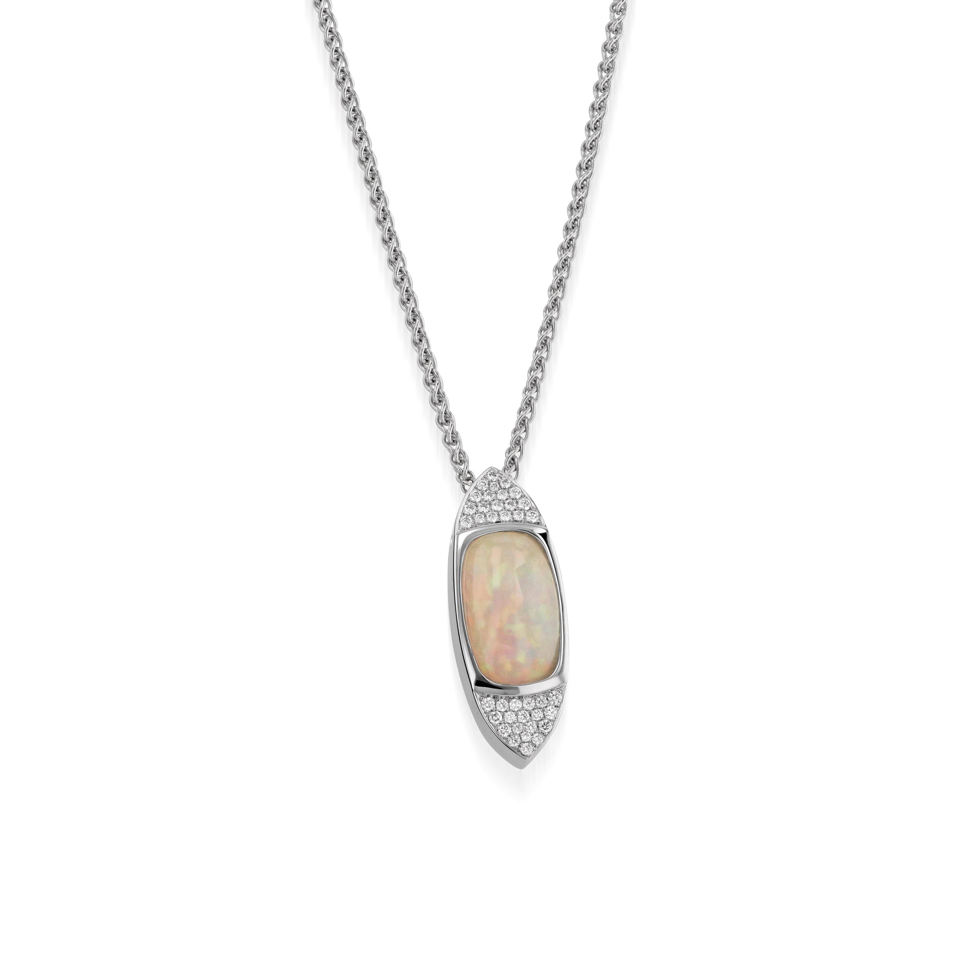 Signature Ethiopian Opal and Pave Diamond Pendant Necklace