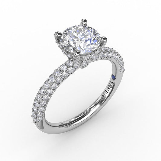 All-Over Pave Diamond Solitaire Engagement Ring With Hidden Halo S3146