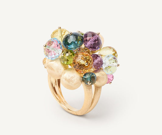 18kt yellow gold mixed gemstone cocktail ring, large