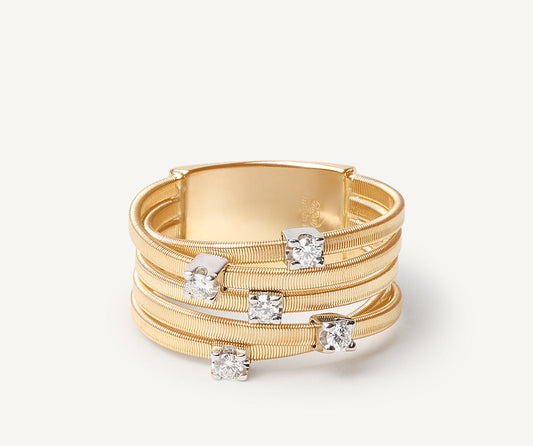 Five-band diamond gold ring