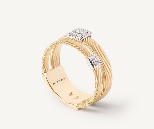Double band diamond pav ring