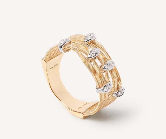 Five-band diamond pav ring