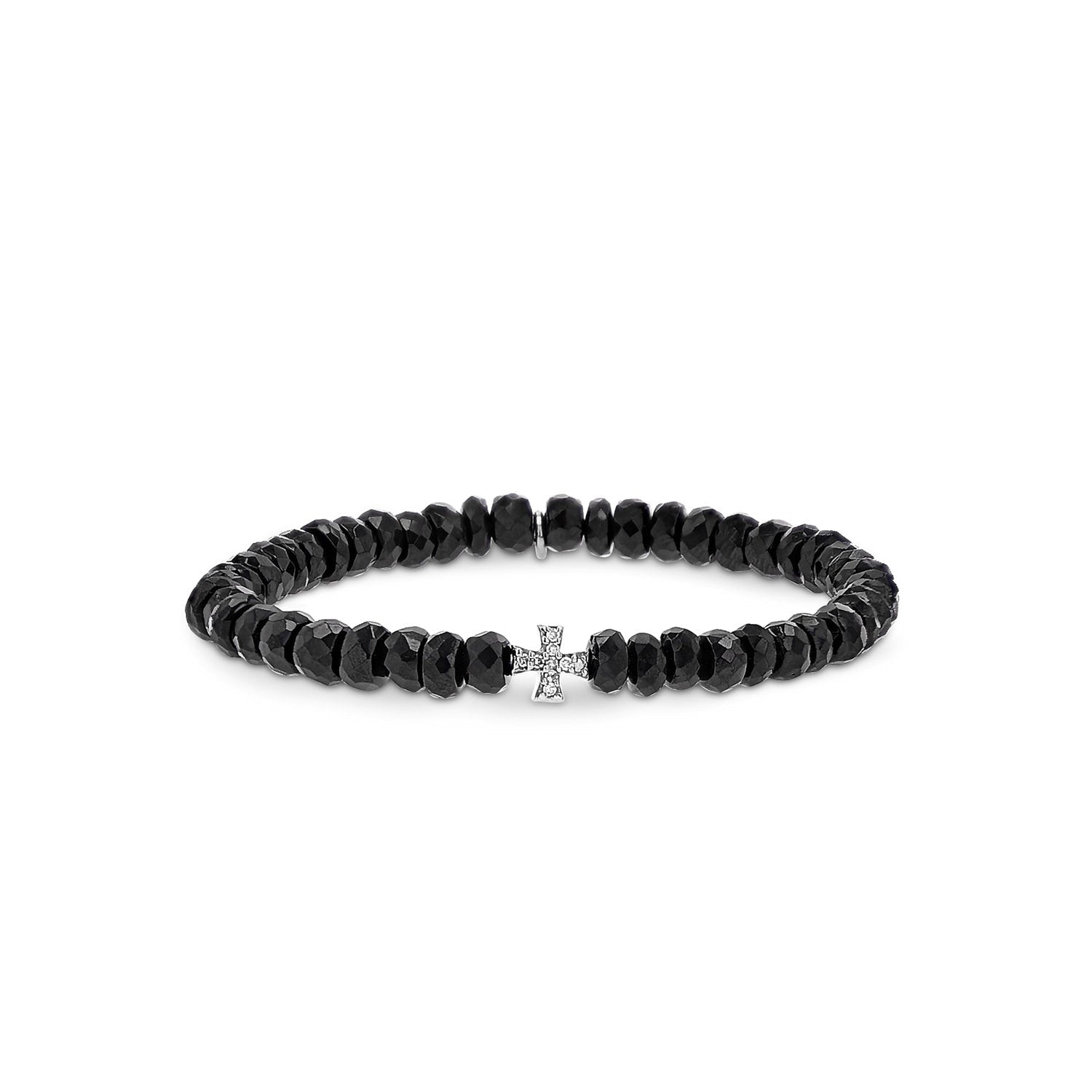 Spinel Bead Bracelet with Diamond Cross Bead - 5mm