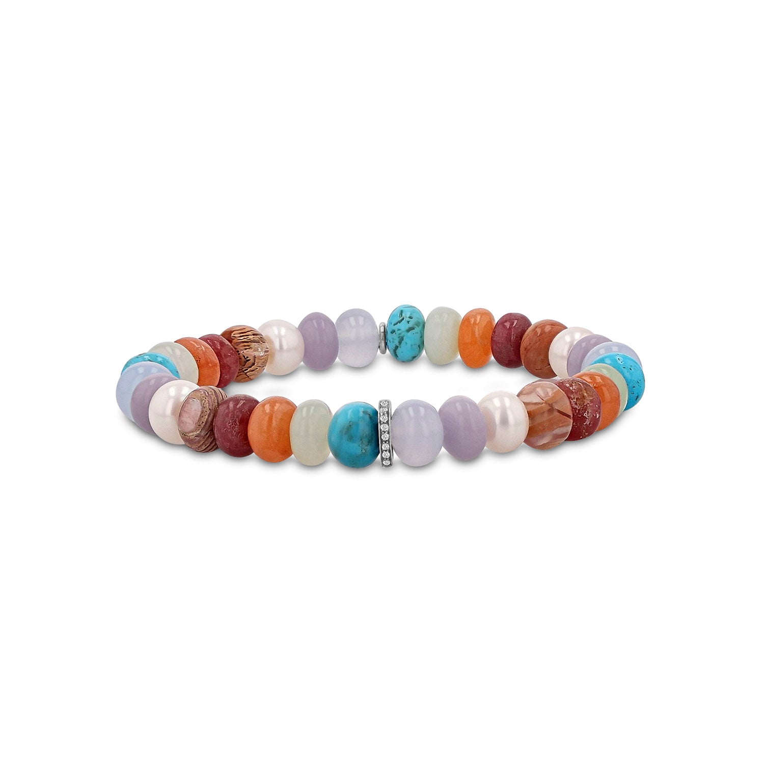Colors of the Southwest Gemstone Beaded Bracelet with Diamond Rondelle - 8mm