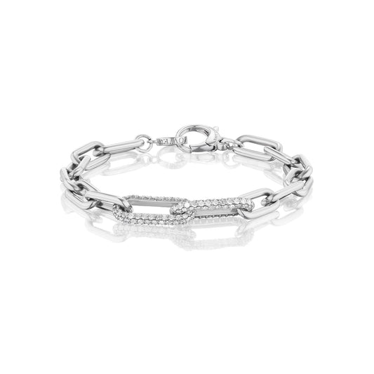 Diamond Paperclip Link Bracelet