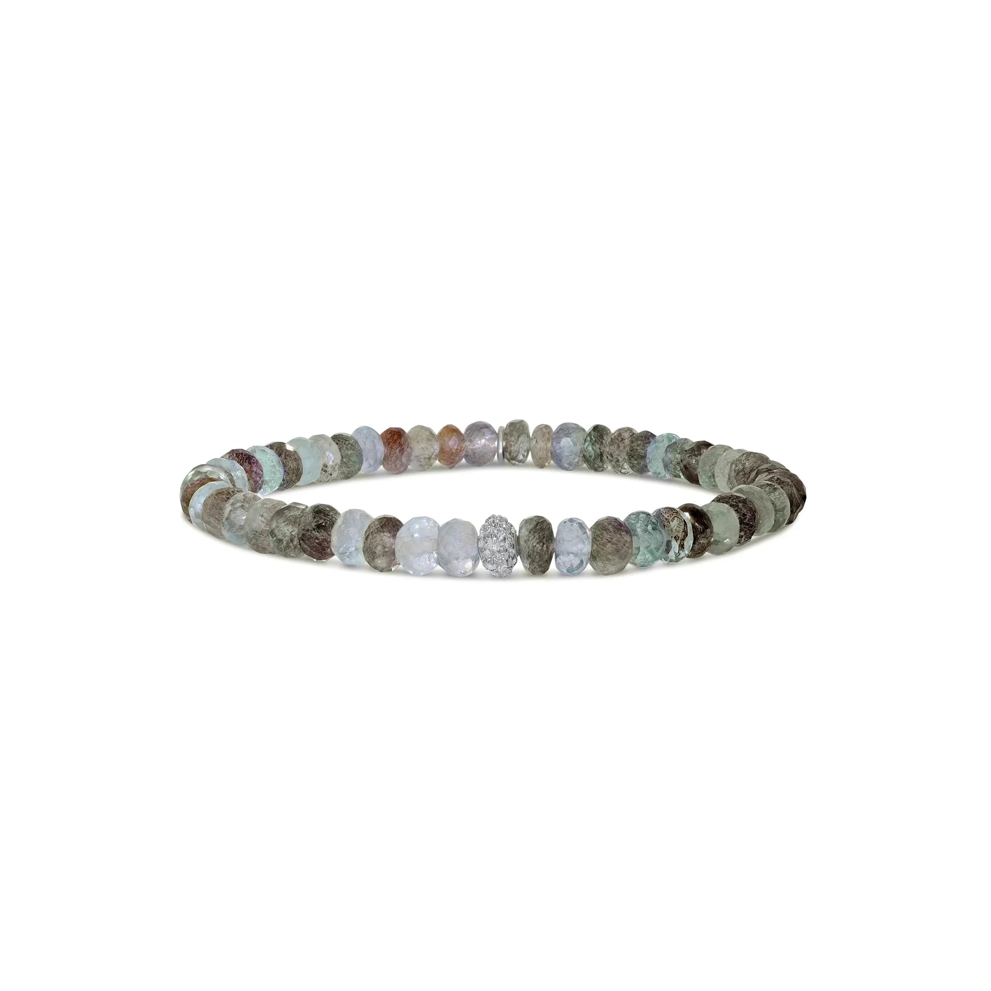 Moss Aquamarine Mini Bracelet with 1 Diamond Donut - 5mm