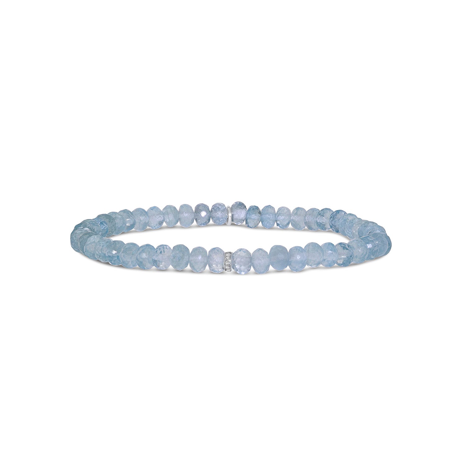 Aquamarine Mini Bracelet with 1 Diamond Rondelle - 5mm