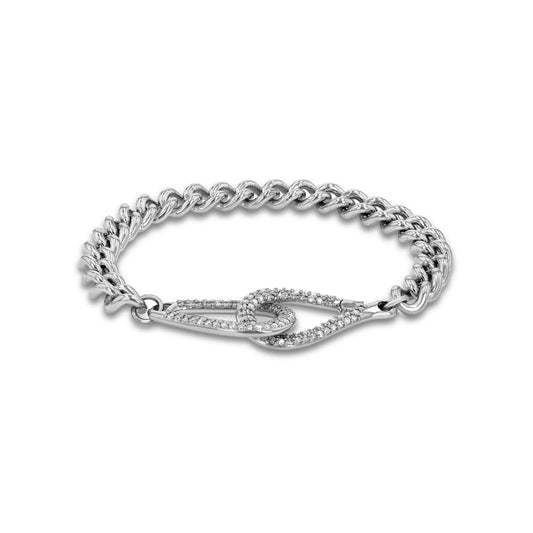 Curb Chain Bracelet with Diamond Heritage Buckle Clasp