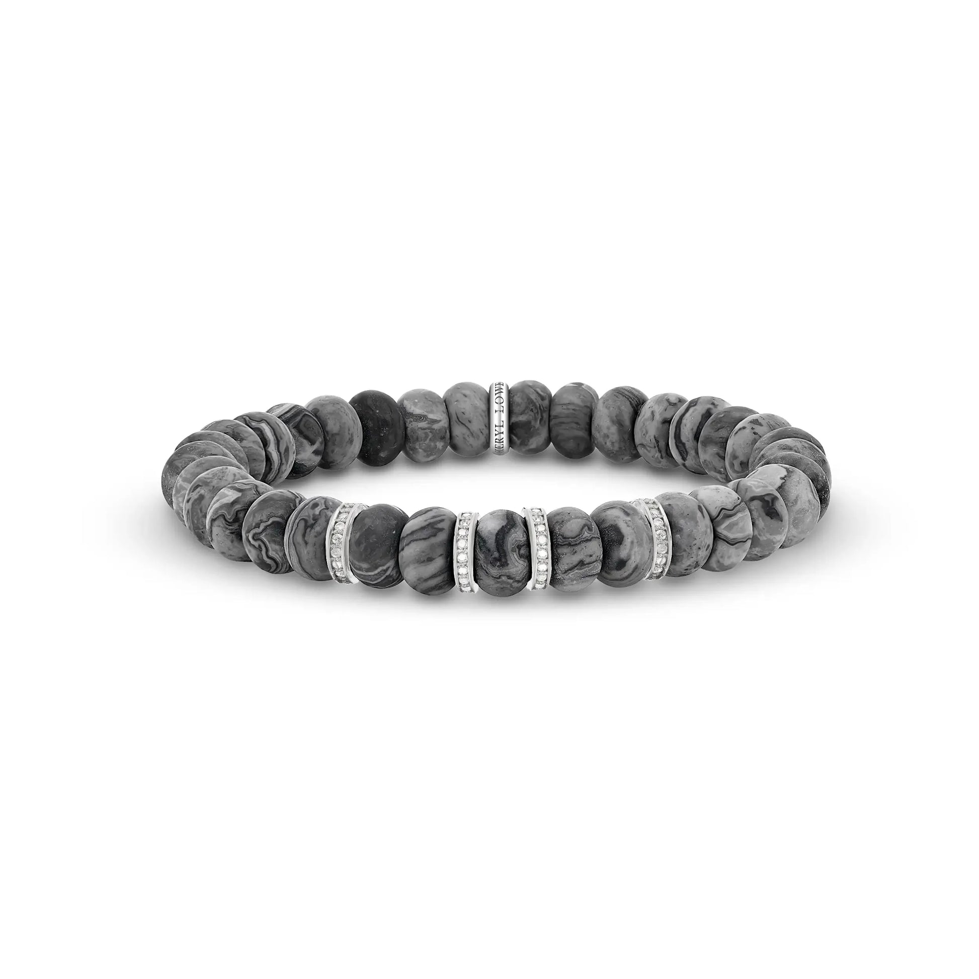 Matte Crazy Lace Agate Bracelet with Diamond Rondelles - 8mm