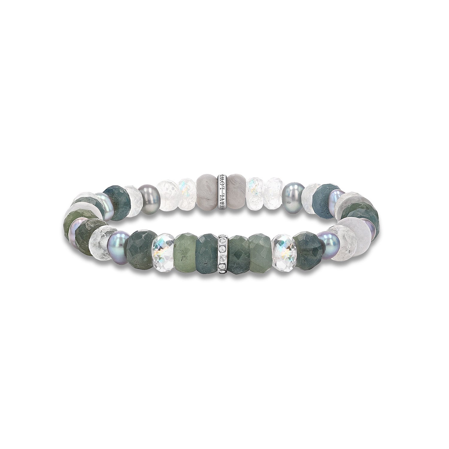 Sterling Gemstone Mix Bracelet with Diamond Rondelle- 8mm