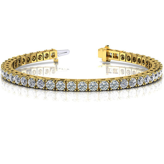 This Bracelet is available in 14K Yellow Gold. There are a total of 74 stones. There are Round with a total carat weight of 1.5 set in a Prong Set setting.