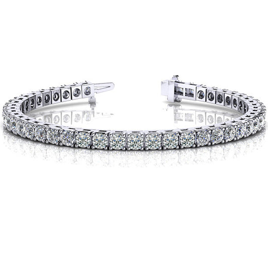 This Bracelet is available in 14K White Gold. There are a total of 40 stones. There are Round with a total carat weight of 10 set in a  setting.