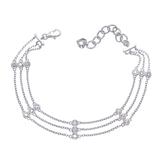 This Bracelet is available in 14K White Gold. There are a total of 15 stones. There are Round with a total carat weight of 0.45 set in a  setting.