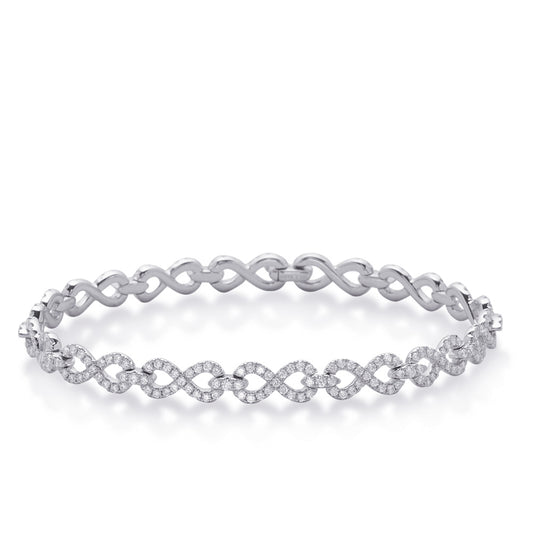 This Bracelet is available in 14K White Gold. There are a total of 281 stones. There are Round with a total carat weight of 2.54 set in a Micro Prong setting.