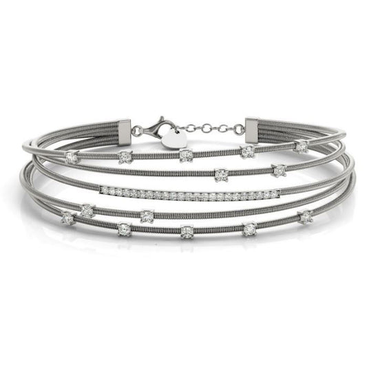 This Bracelet is available in 14K White Gold. There are a total of 36 stones. There are Round with a total carat weight of 0.81 set in a  setting.