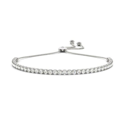 This Bracelet is available in 14K White Gold. There are a total of 50 stones. There are Round with a total carat weight of 1.23 set in a  setting.