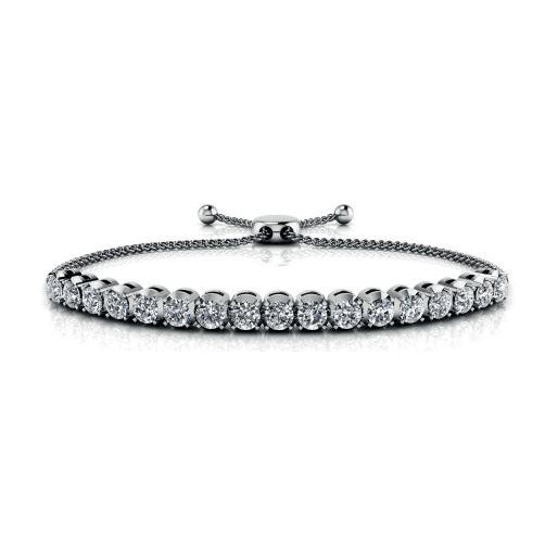 This Bracelet is available in 14K White Gold. There are a total of 19 stones. There are Round with a total carat weight of 0.7 set in a  setting.
