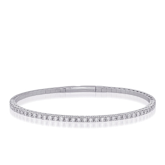 This Bracelet is available in 14K White Gold. There are a total of 38 stones. There are Round with a total carat weight of 1.61 set in a  setting.