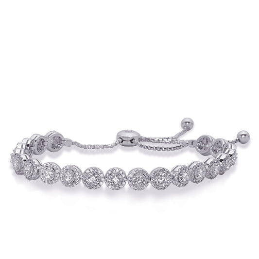 This Bracelet is available in 14K White Gold. There are a total of 317 stones. There are Round with a total carat weight of 2.68 set in a  setting.