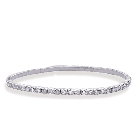 This Bracelet is available in 14K White Gold. There are a total of 31 stones. There are Round with a total carat weight of 0.92 set in a  setting.