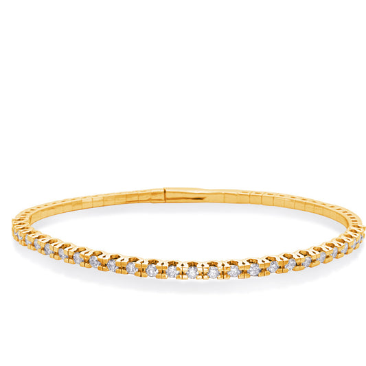 This Bracelet is available in 14K Yellow Gold. There are a total of 28 stones. There are Round with a total carat weight of 0.83 set in a  setting.