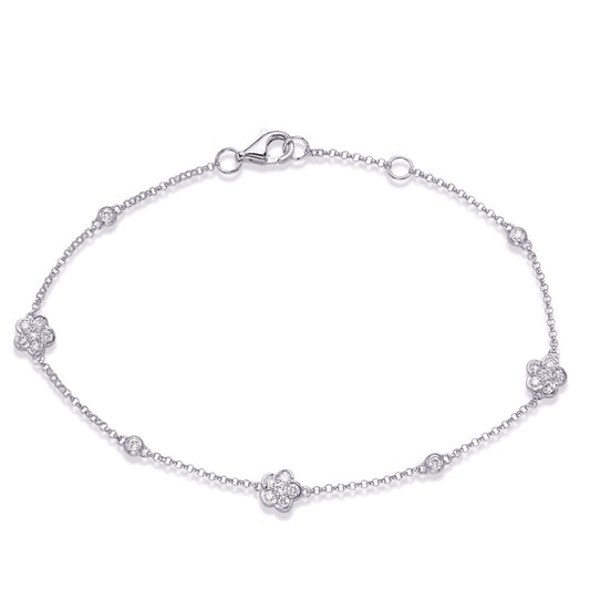 This Bracelet is available in 14K White Gold. There are a total of 22 stones. There are Round with a total carat weight of 0.34 set in a Bezel Set|Prong Set setting.