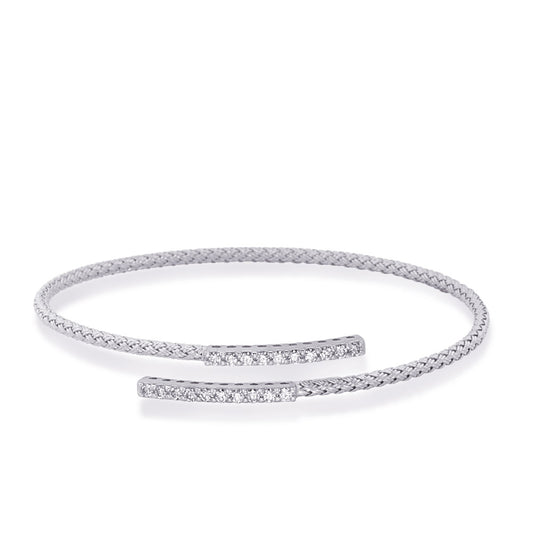 This Bracelet is available in 14K White Gold. There are a total of 20 stones. There are Round with a total carat weight of 0.59 set in a  setting.