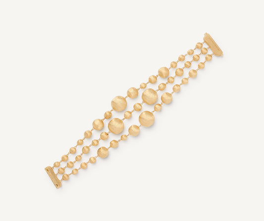 18kt yellow gold three-strand mixed bead bracelet
