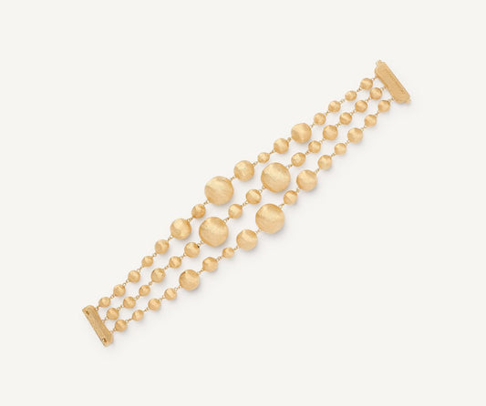 18kt yellow gold three-strand mixed bead bracelet