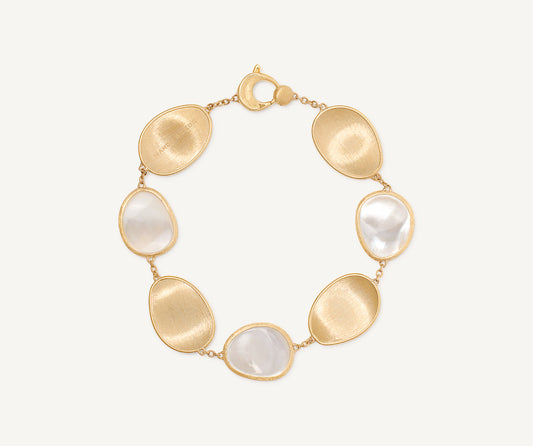 Yellow gold bracelet with white mother of pearl