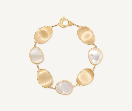 Yellow gold bracelet with white mother of pearl