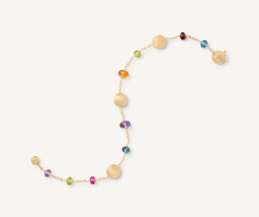 18kt yellow gold mixed gemstone single-strand bracelet