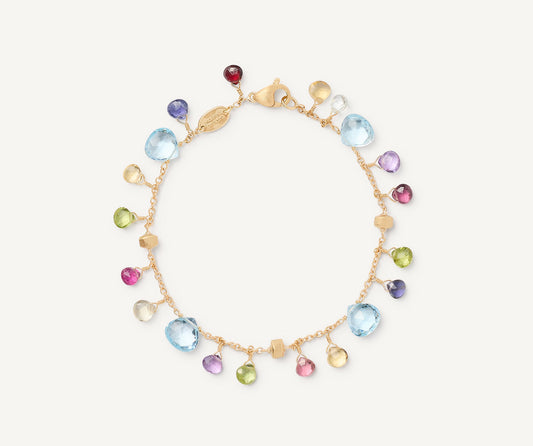Single-strand bracelet with multicoloured gemstones