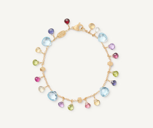 Single-strand bracelet with multicoloured gemstones