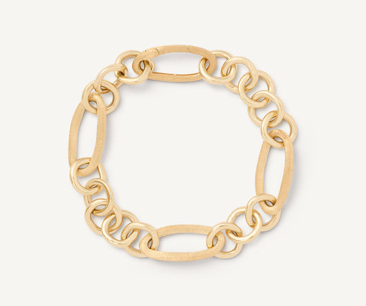 18kt yellow gold oval link bracelet with polished gold links